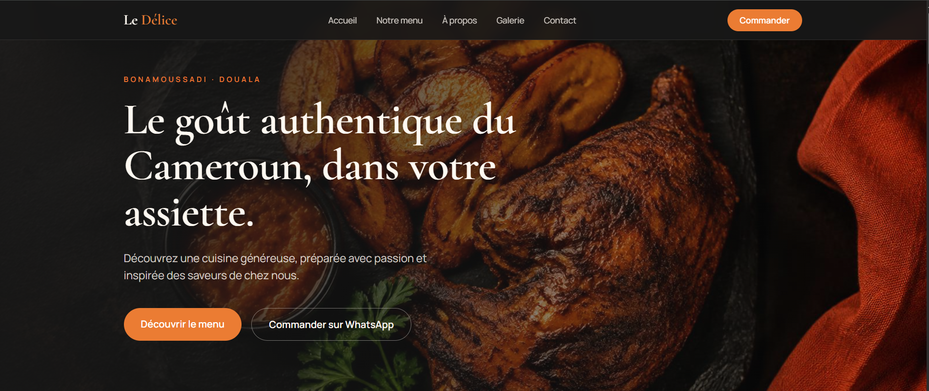 Site vitrine pour restaurant camerounais 